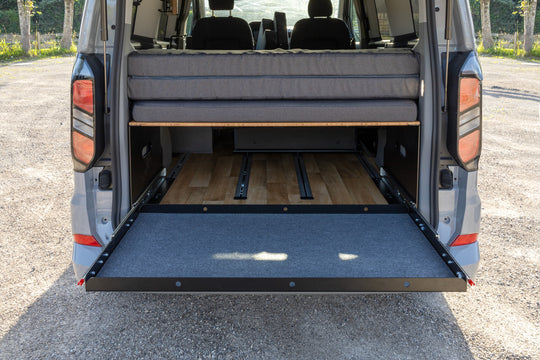 Heckablage mit -auszug – vanexxt (Ford Tourneo Custom/VW New Caravelle)